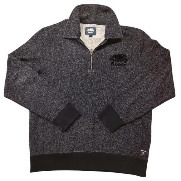 Roots Pullover Sweater 1/4 Zip Womens Medium Gray with Black Logo - Picture 1 of 8